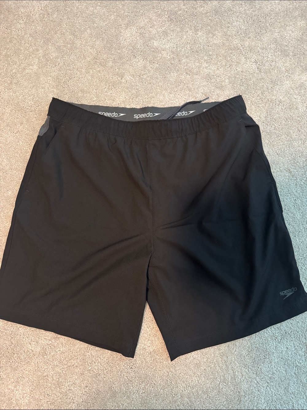 Speedo Black Men's Athletic Swim Shorts with Subtle Logo